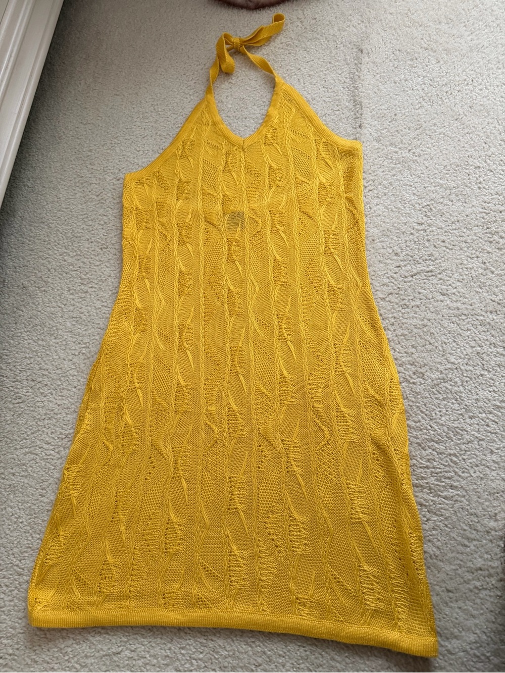 Vintage COOGI Yellow Halter Knit Dress in Size M
